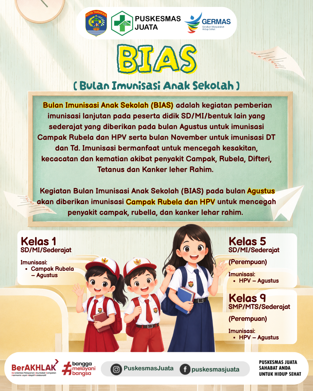 BIAS, Perlindungan Kesehatan Anak Sekolah Melalui Imunisasi